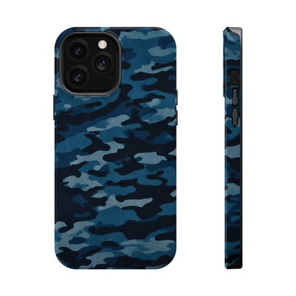 Dark Blue Camouflage – MagSafe iPhone Case with Modern Rugged Style