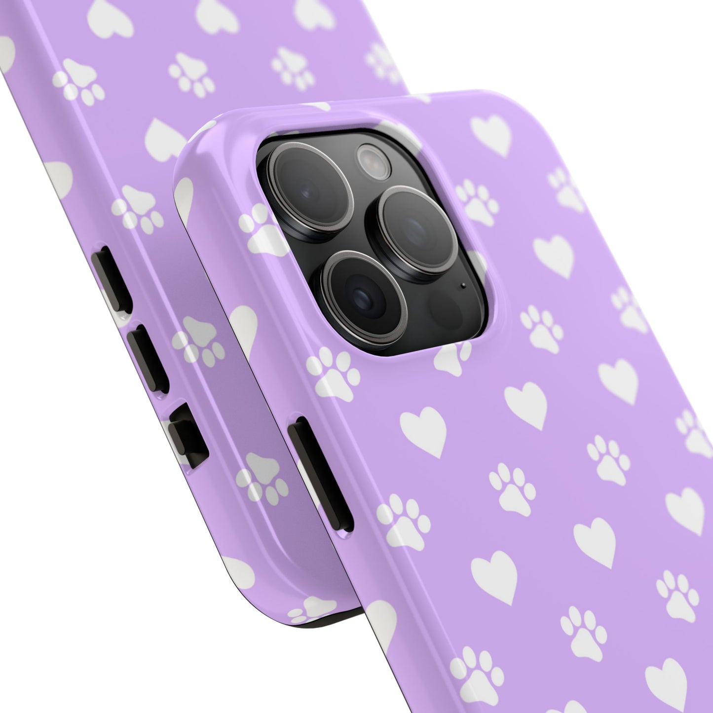 Lilac Paw Prints & Hearts – iPhone Case