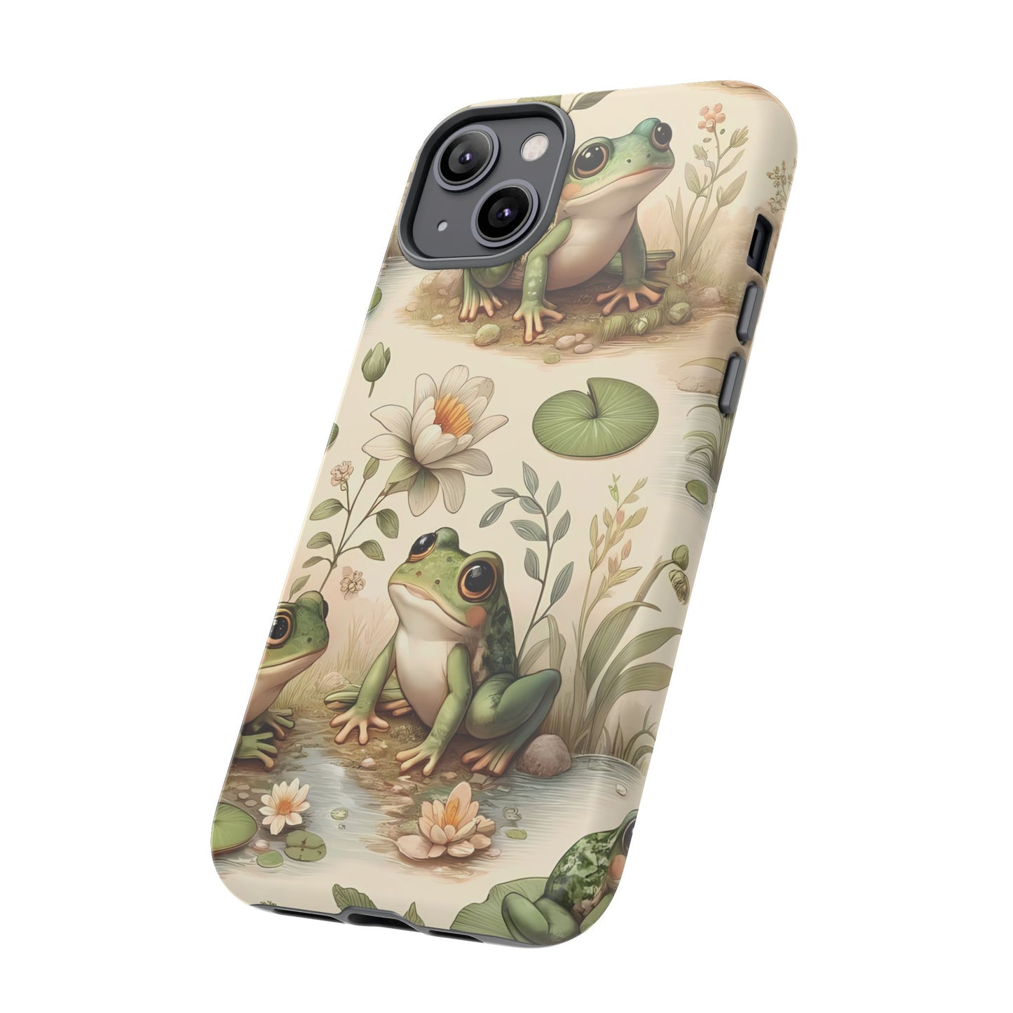 Cute Frogs Phone Case - Pond Pals Frolic - Charming Frog Lily Pad Phone Case for iPhone, Google & Samsung! Great Gift For Any Frog Lover!