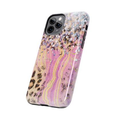 Crystal Glam Leopard - iPhone Series Case with Glitter and Gem Accents