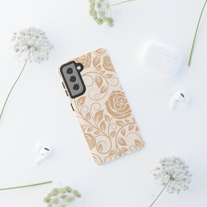 Vintage Rose Vine Tough Samsung Galaxy Case – Elegant Floral Pattern with Dual-Layer Protection