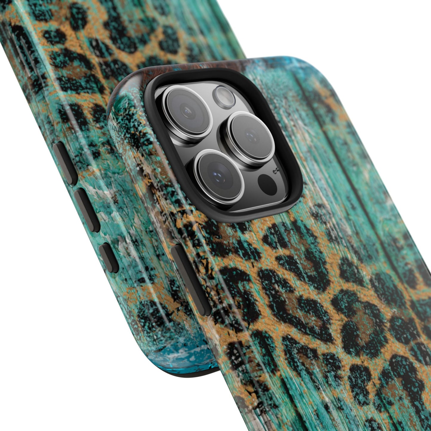 Turquoise Rustic Leopard Wood - iPhone Series Case