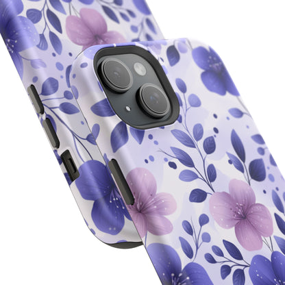 Purple Floral MagSafe iPhone Case – Durable Protection with Elegant Flower Design