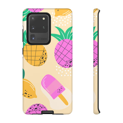 Tropical Pop Samsung Galaxy Case – Fun Pineapple & Lemon Design with Vibrant Summery Colors