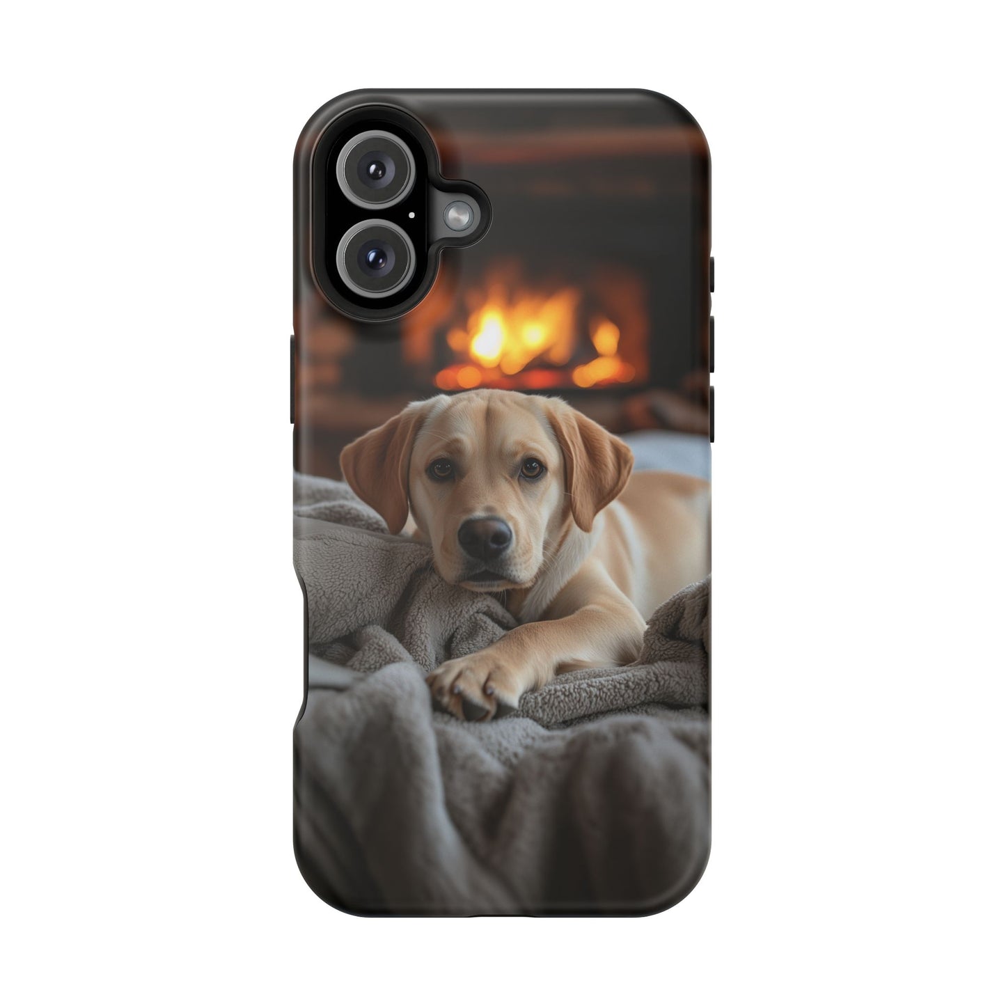 Cozy Golden Retriever by the Fireplace - MagSafe Case