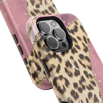 Pink Glam Leopard - MagSafe iPhone Series Case with Glitter Accents