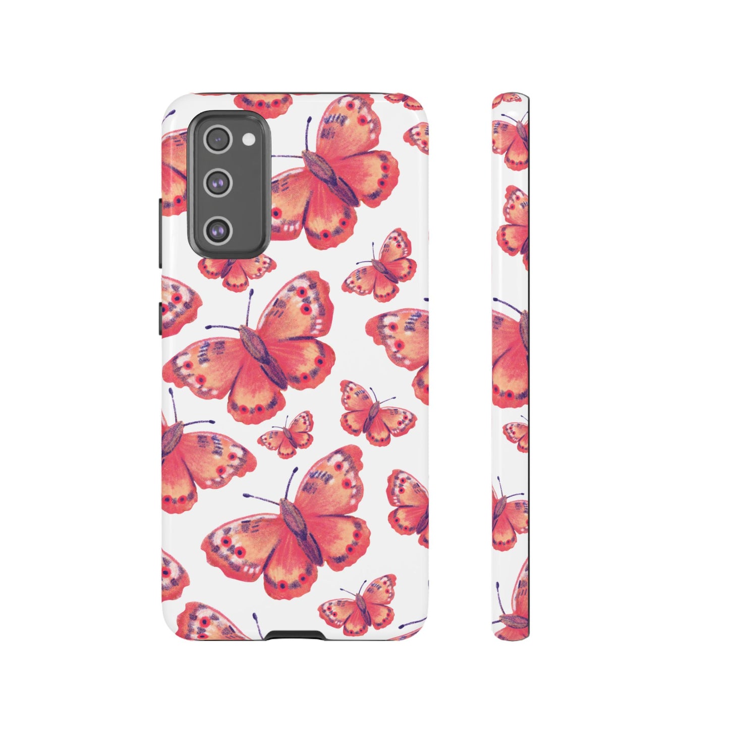 Coral Butterfly Samsung Galaxy Case – Slim, Protective Design with Bold Watercolor Print