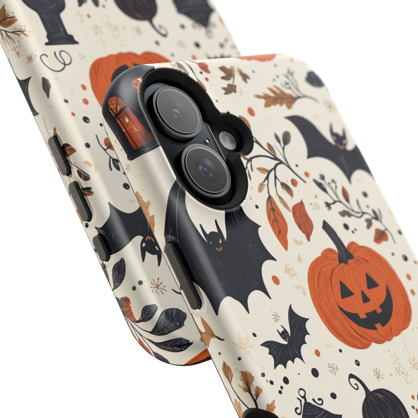 Charming Halloween MagSafe iPhone Case – Pumpkin, Bats, and Spooky Lantern Design