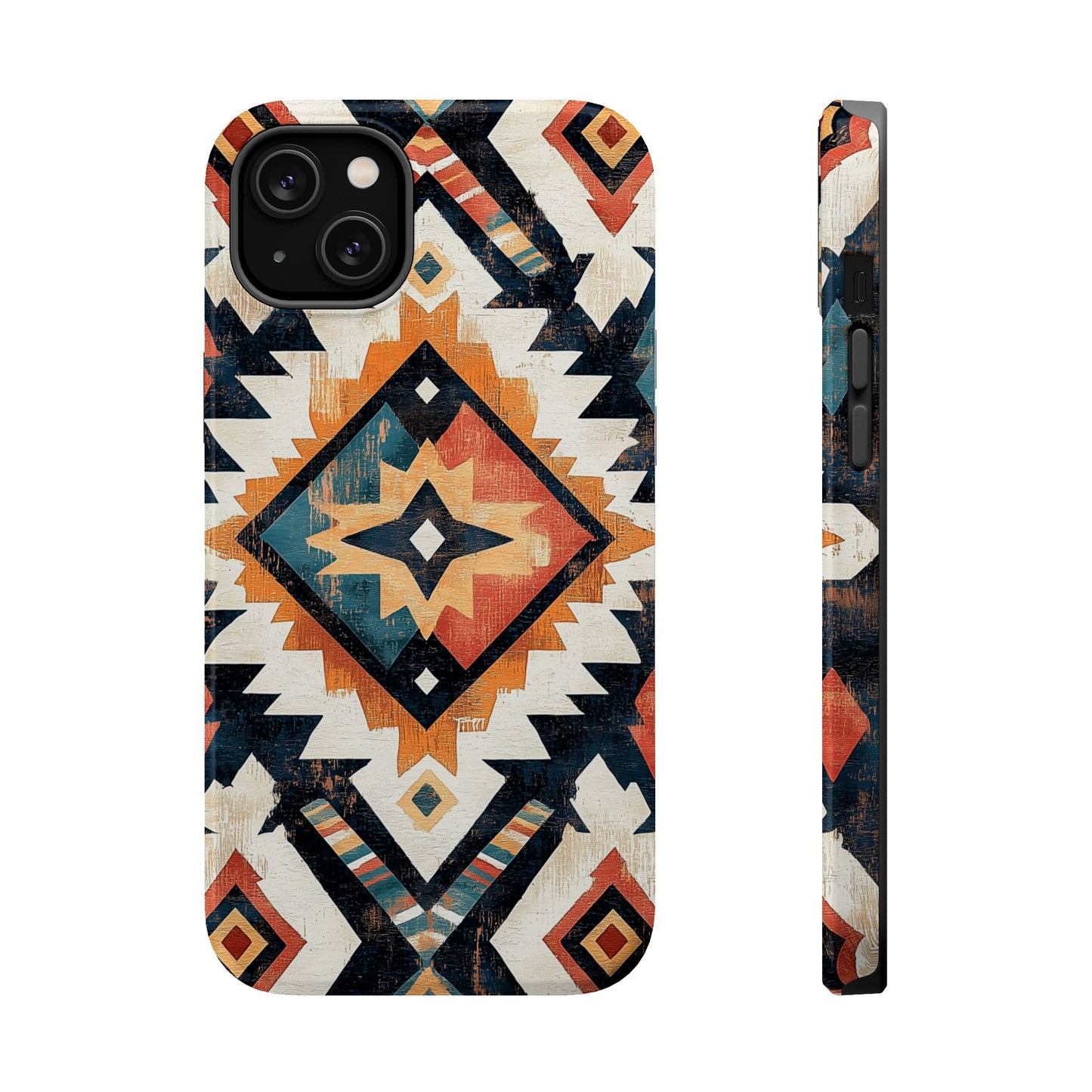 Vintage Southwestern Diamond Tough MagSafe iPhone Case – Rustic Tribal Design, Dual-Layer Protection