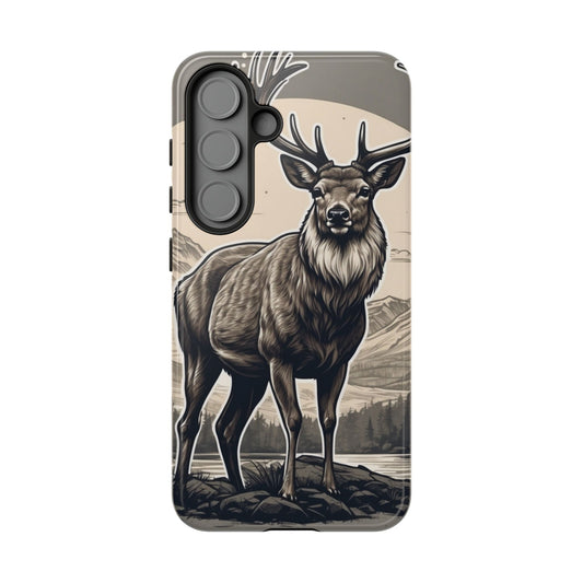 Monochrome Majesty – Regal Stag Samsung Galaxy Phone Case