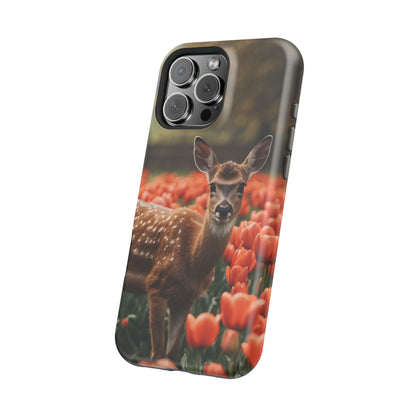 Fawn Among Tulips MagSafe iPhone Case