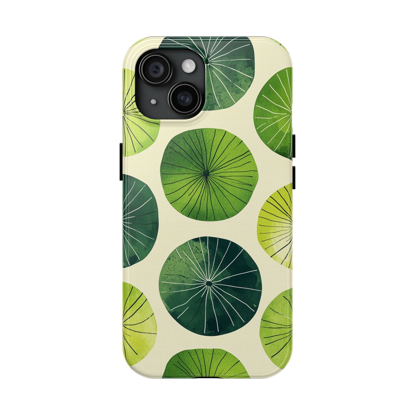 Watercolor Lily Pads iPhone Case – Shockproof, Matte Finish, Dual-Layer Protection