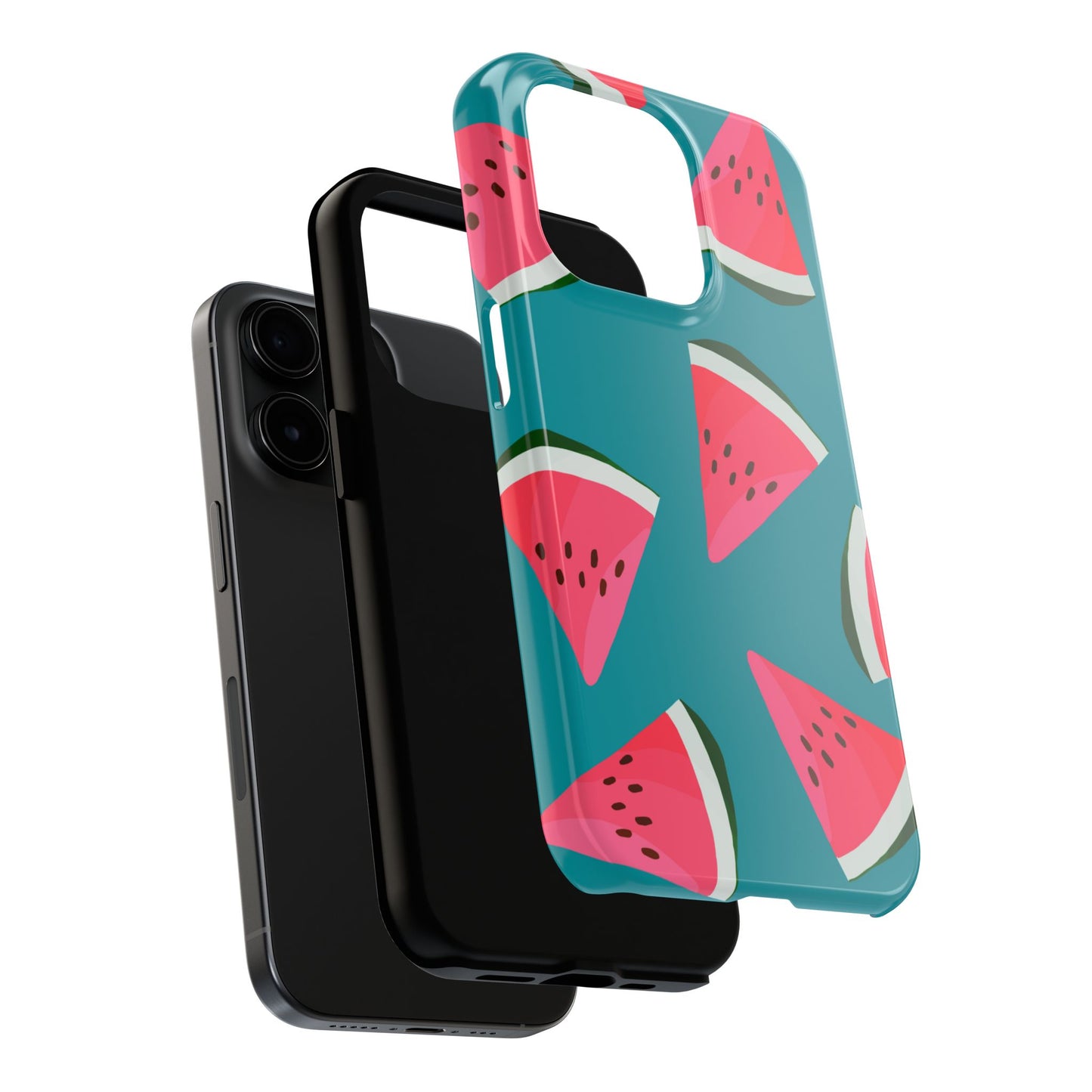 Watermelon Bliss iPhone Case – Vibrant Summer Fruit Design on Teal Background