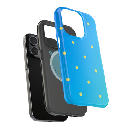 Blue Ocean Gradient Polka Dots MagSafe iPhone Case – Shockproof, Smooth Matte Finish, Dual-Layer Design