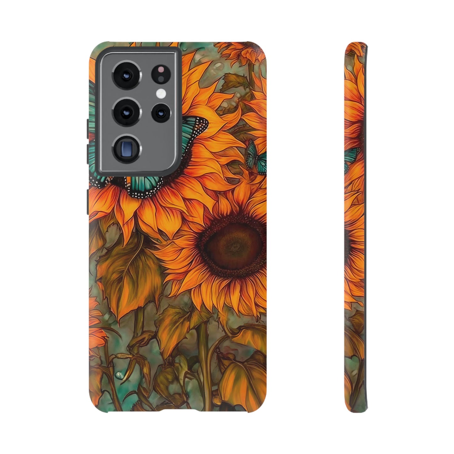 Vintage Blue Butterfly & Sunflower Art – Samsung Galaxy Case