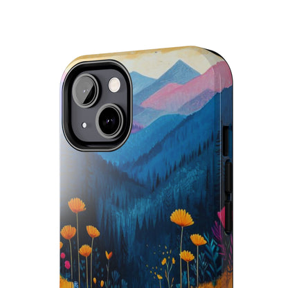 Vibrant Wildflower Mountain iPhone Case – Bold Nature Art, Dual - Layer Protection" - BOGO Cases