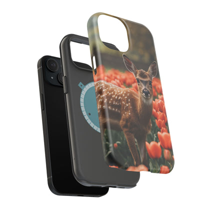 Fawn Among Tulips MagSafe iPhone Case