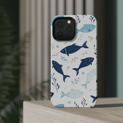 Oceanic Blue Fish Pattern - MagSafe iPhone Series Case