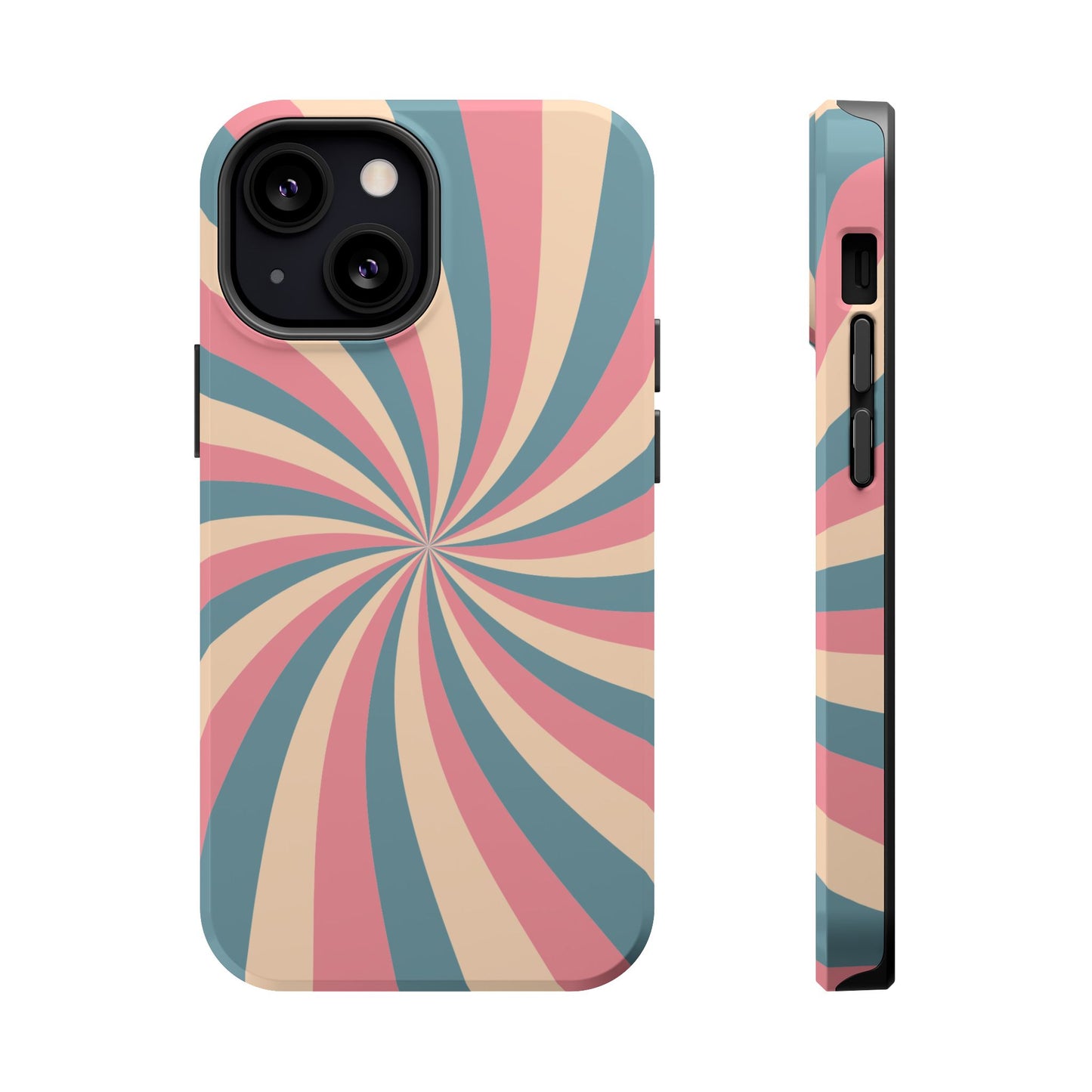 Vintage Pastel Swirl MagSafe iPhone Case – Dual-Layer Protection with 70s-Inspired Design