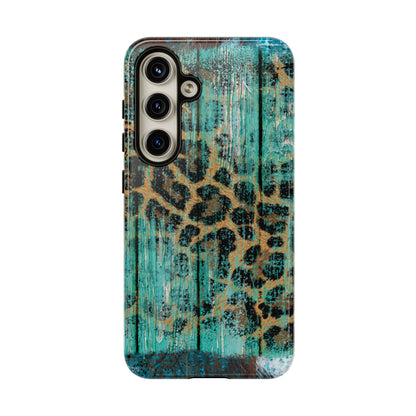 Turquoise Rustic Leopard Wood - Samsung Galaxy Series Case