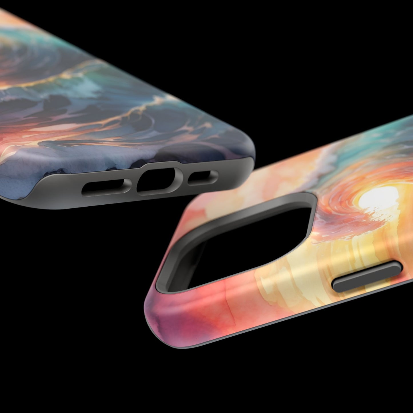 Ocean Sunrise Wave MagSafe iPhone Case – Vibrant Watercolor Wave Design