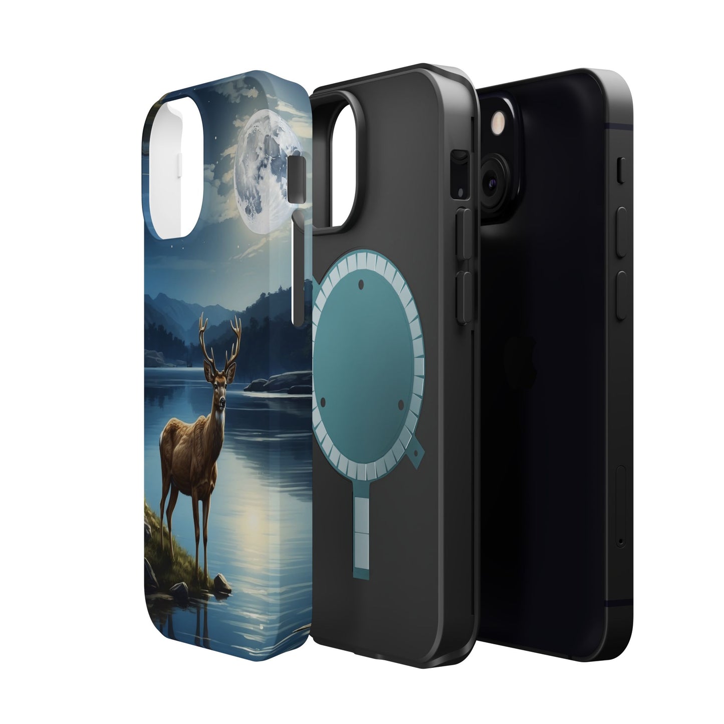 Moonlit Elegance: Stag by the Lake – MagSafe iPhone Case