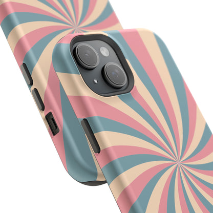 Vintage Pastel Swirl MagSafe iPhone Case – Dual-Layer Protection with 70s-Inspired Design