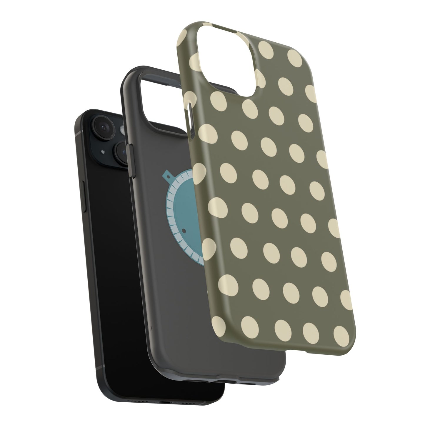 Vintage Green & Cream Polka Dots – MagSafe iPhone Case