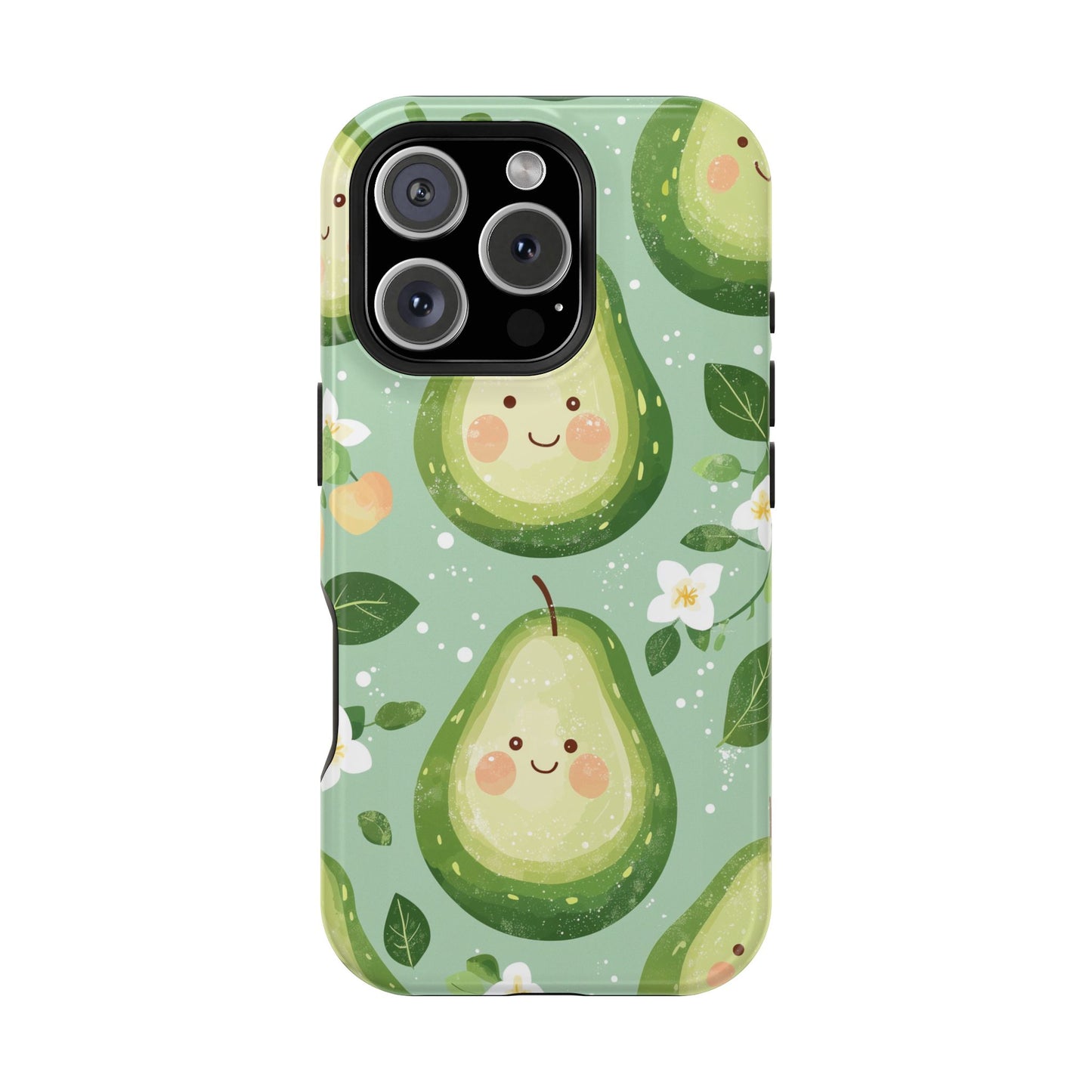 Smiling Avocados Tough MagSafe iPhone Case – Cute Avocado Design, Dual-Layer Protection