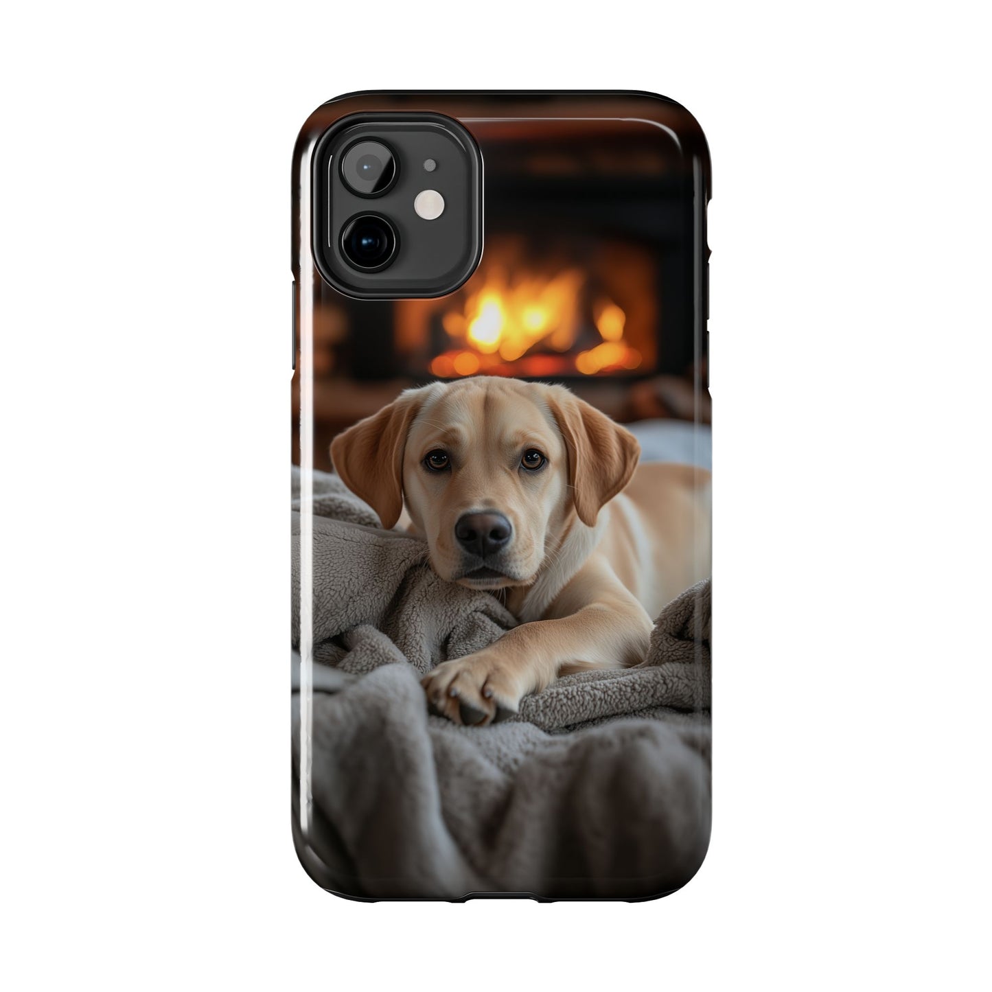 Cozy Golden Retriever by the Fireplace - iPhone Series Case