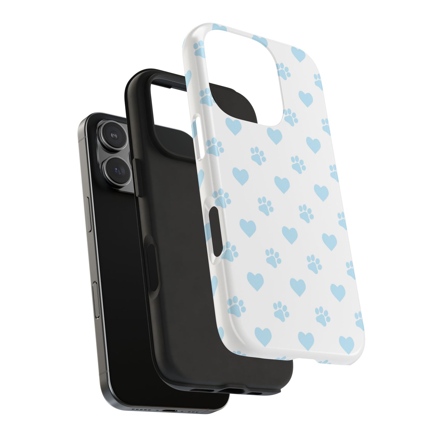 Light Blue Paw Prints & Hearts – iPhone Case for Animal Lovers