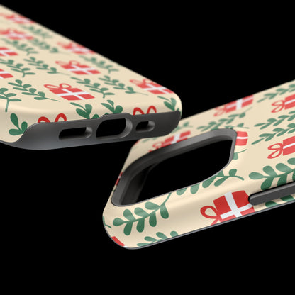 MagSafe iPhone Case: Holiday Cheer – Red Gifts & Green Leaves