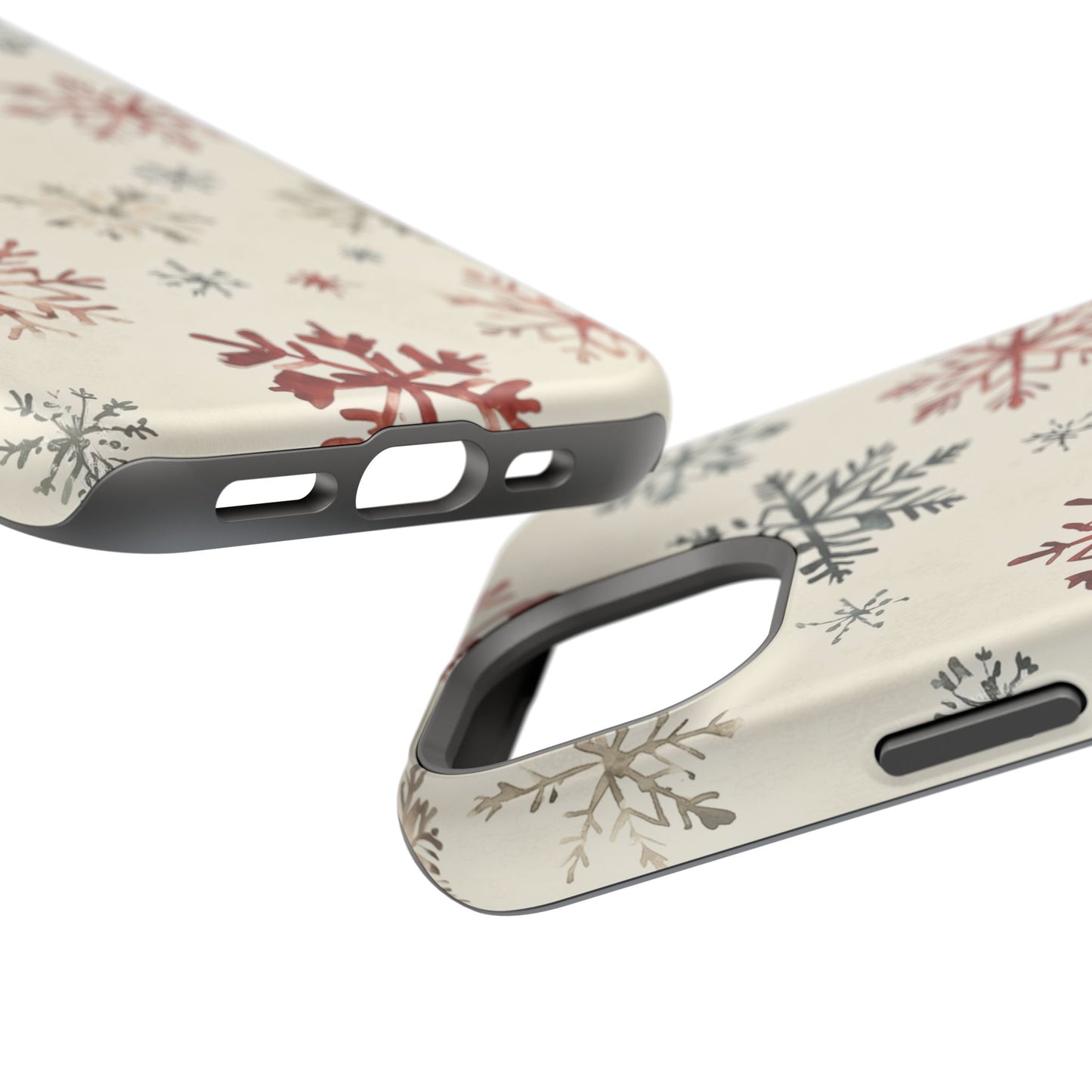 Vintage Red and Gray Snowflake Pattern – MagSafe iPhone Series Case