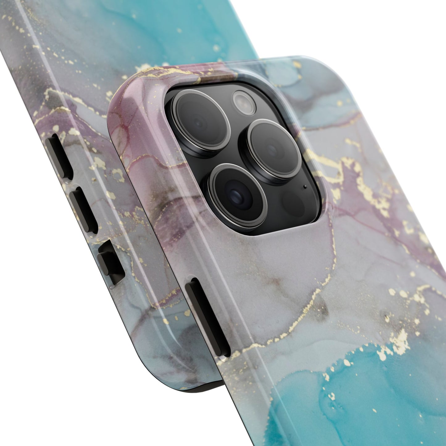 Sky Blue & Purple Marble Wave – iPhone Case with Fluid Swirl Pattern