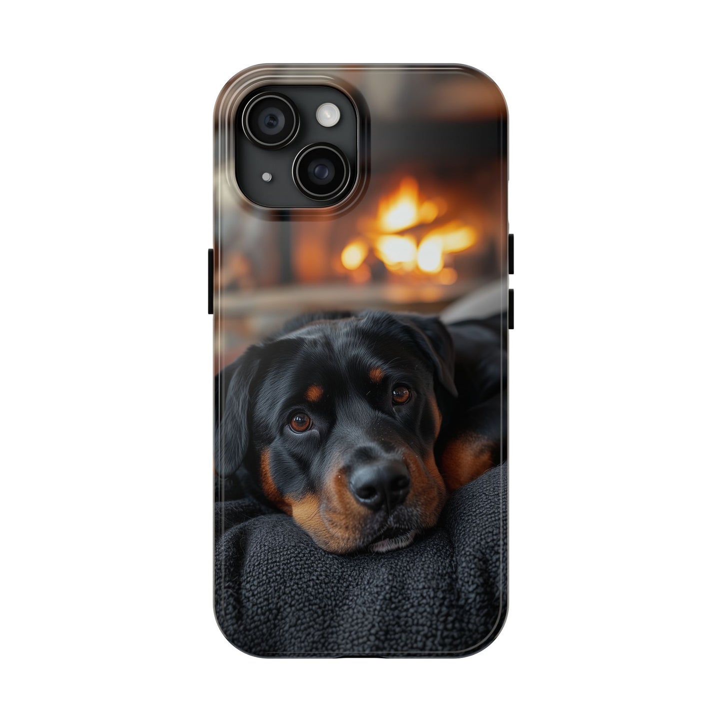 Warm Rottweiler by the Fireplace Samsung Galaxy Case – Rustic Charm for Dog Lovers