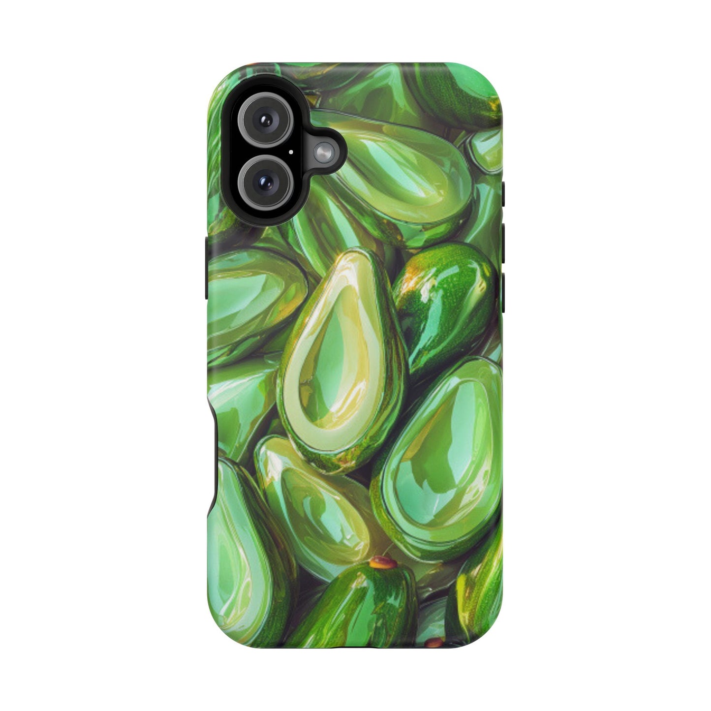 Glossy Avocado MagSafe iPhone Case – Sleek Green 3D Fruit Design, Durable and Stylish