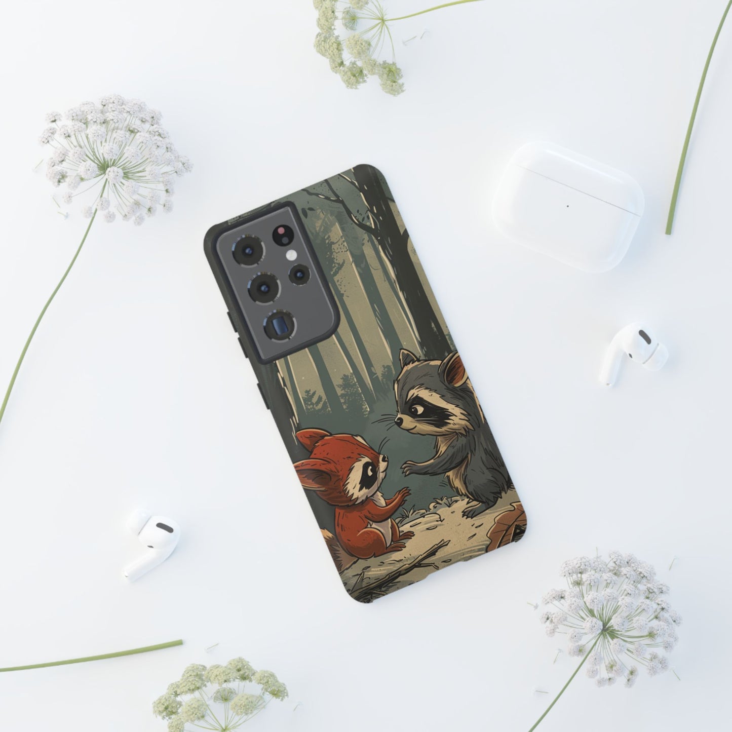 Whimsical Woodland Raccoons Phone Case