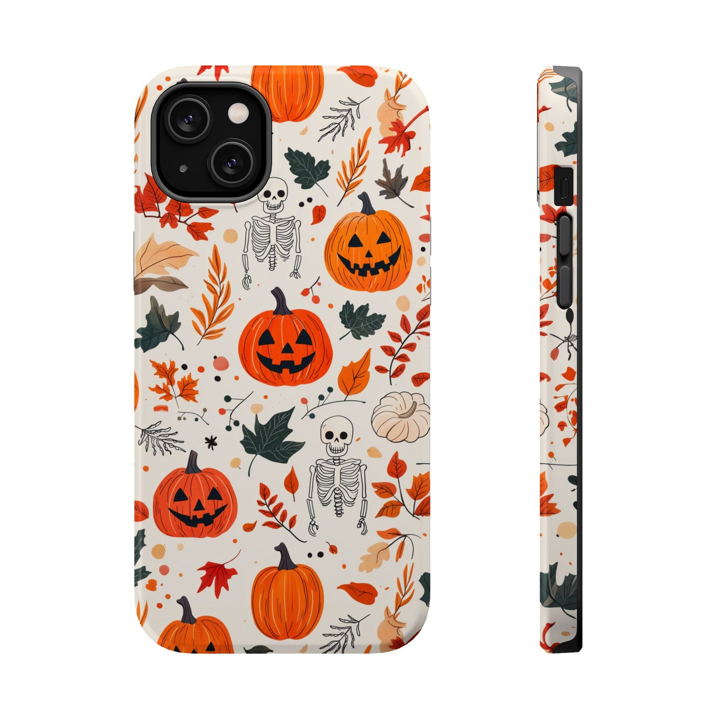 Halloween Pumpkin & Skeleton MagSafe iPhone Case – Spooky Autumn Design