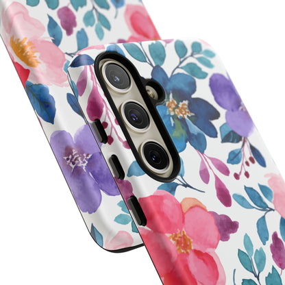 Mystic Bloom – Samsung Galaxy Case with Blue & Pink Watercolor Florals