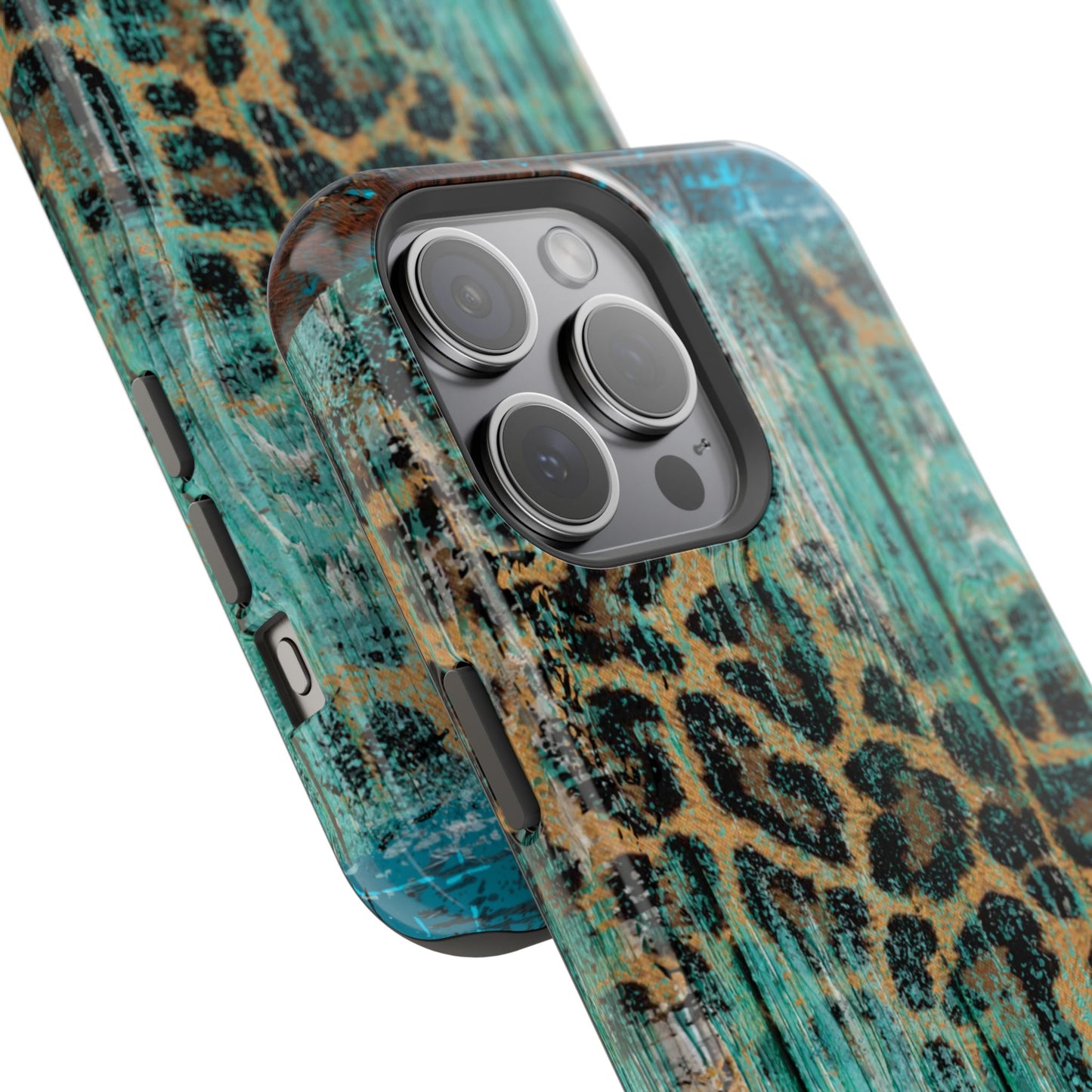 Turquoise Rustic Leopard Wood - MagSafe  iPhone Series Case