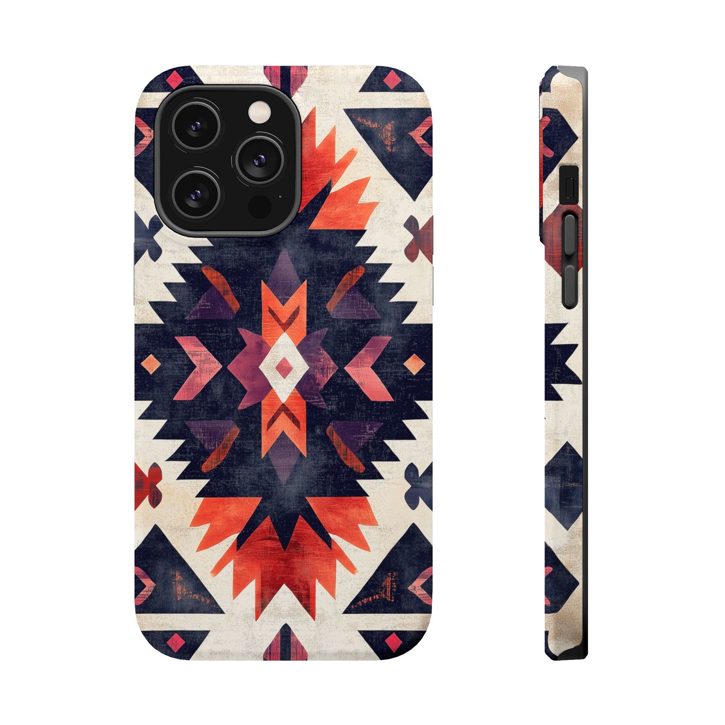 Boho Tribal Starburst Tough MagSafe iPhone Case – Vibrant Geometric Design, Dual-Layer Protection