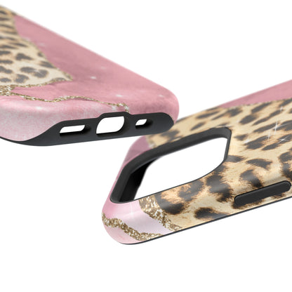 Pink Glam Leopard - MagSafe iPhone Series Case with Glitter Accents