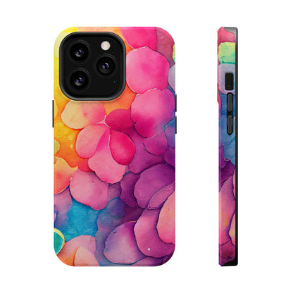 Sunset Petals Watercolor MagSafe iPhone Case – Slim Design, Glossy Finish