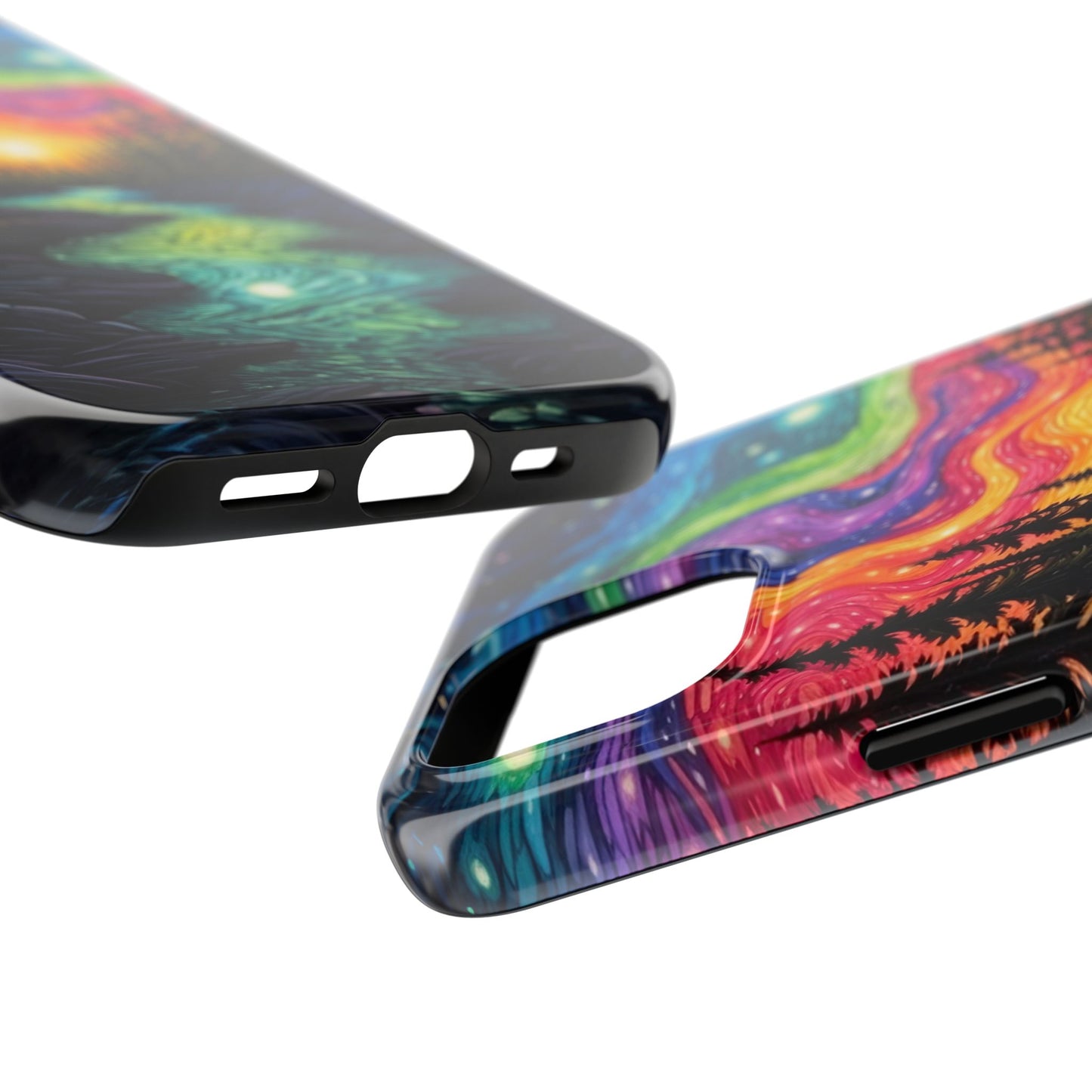 Celestial Nightscape iPhone Case – Vibrant River and Starry Sky Design