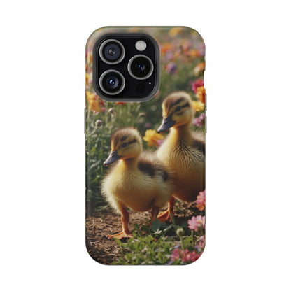 Charming Ducklings in Floral Garden - MagSafe iPhone Case