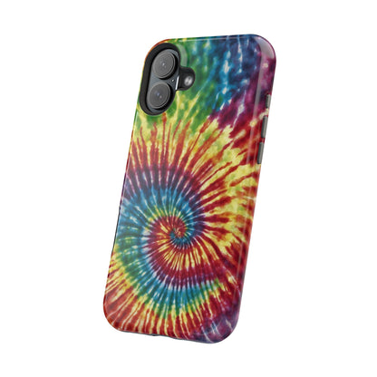 Vibrant Spiral Tie-Dye MagSafe Case – Retro Rainbow Design