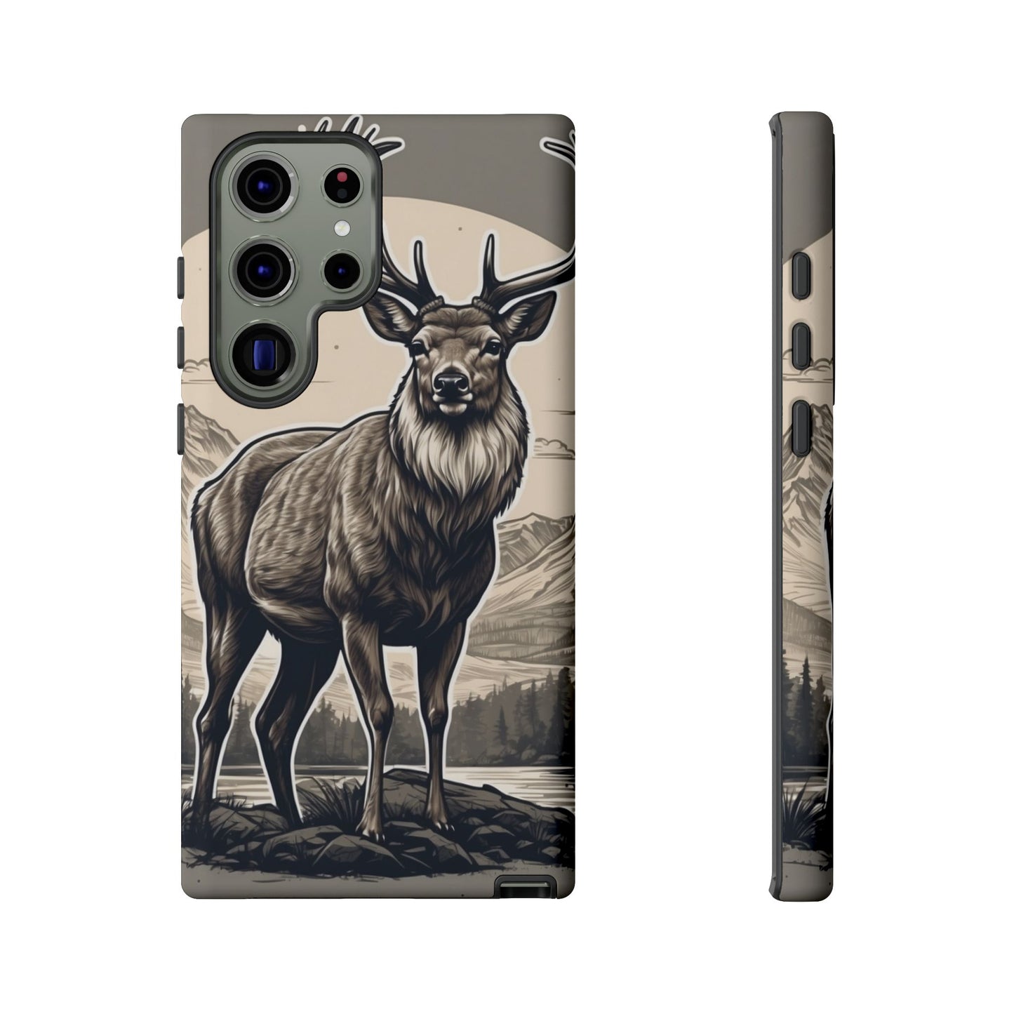Monochrome Majesty – Regal Stag Samsung Galaxy Phone Case