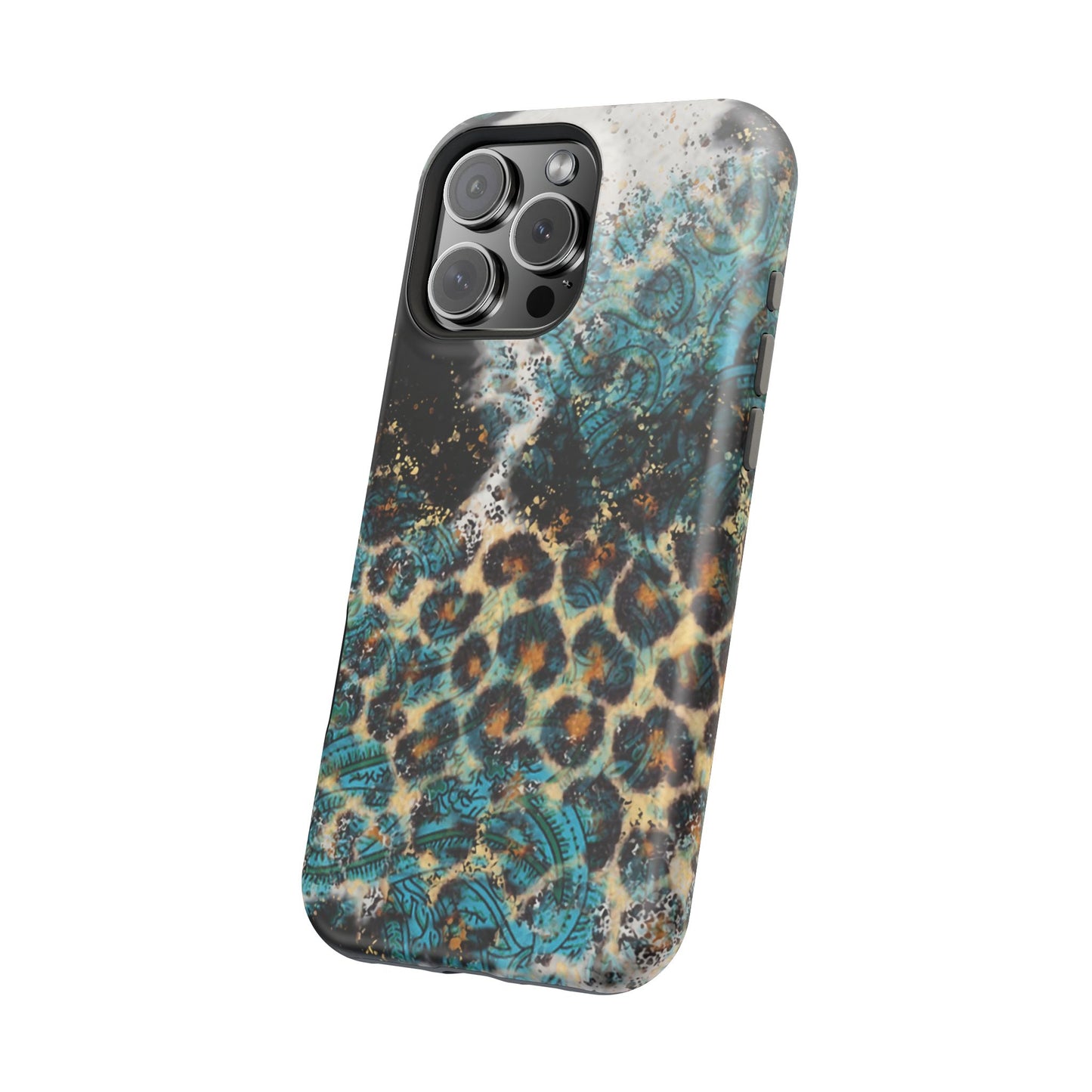 Turquoise Paisley Cowhide Leopard - MagSafe iPhone Series Case