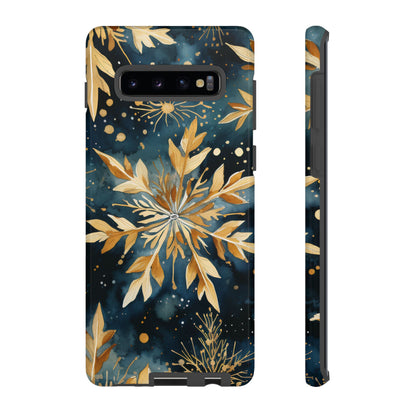 Gold Floral Snowflakes on Midnight Blue - Samsung Galaxy Series Case