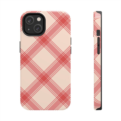 Soft Peachy Red Plaid iPhone Case